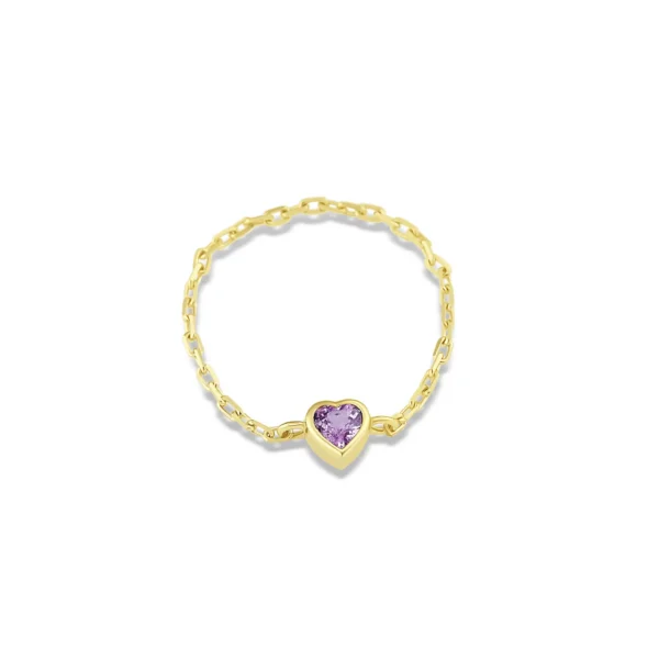 anello catena cuore Anello Zaffiro Cuore